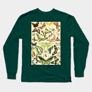 Luna Moth Butterfly Vintage Botanical Illustration Long Sleeve T-Shirt